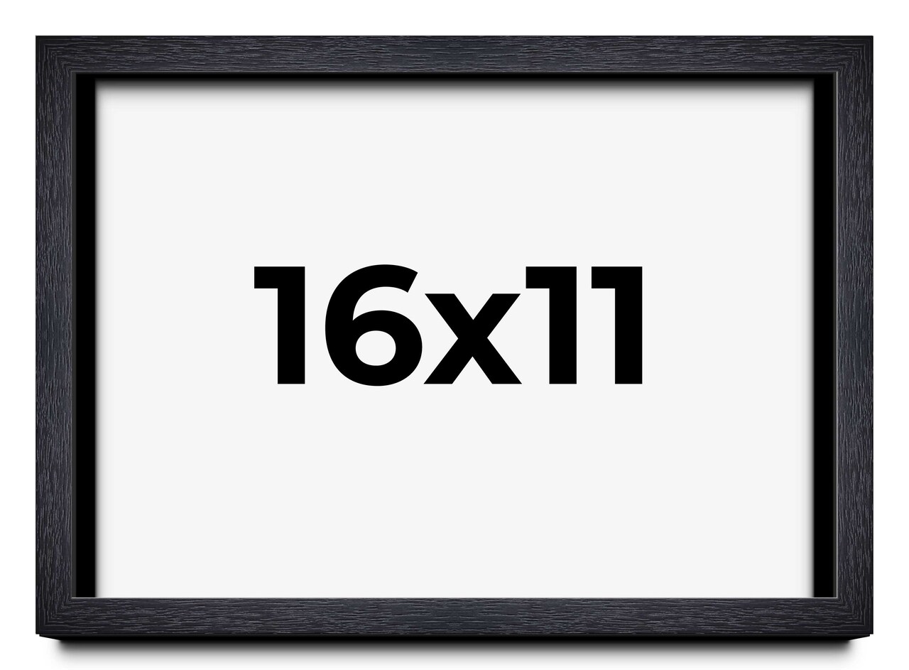 16x11 Shadow Box 1" Depth Black Picture Frame - UV Acrylic, Backing, Hanging Hardware